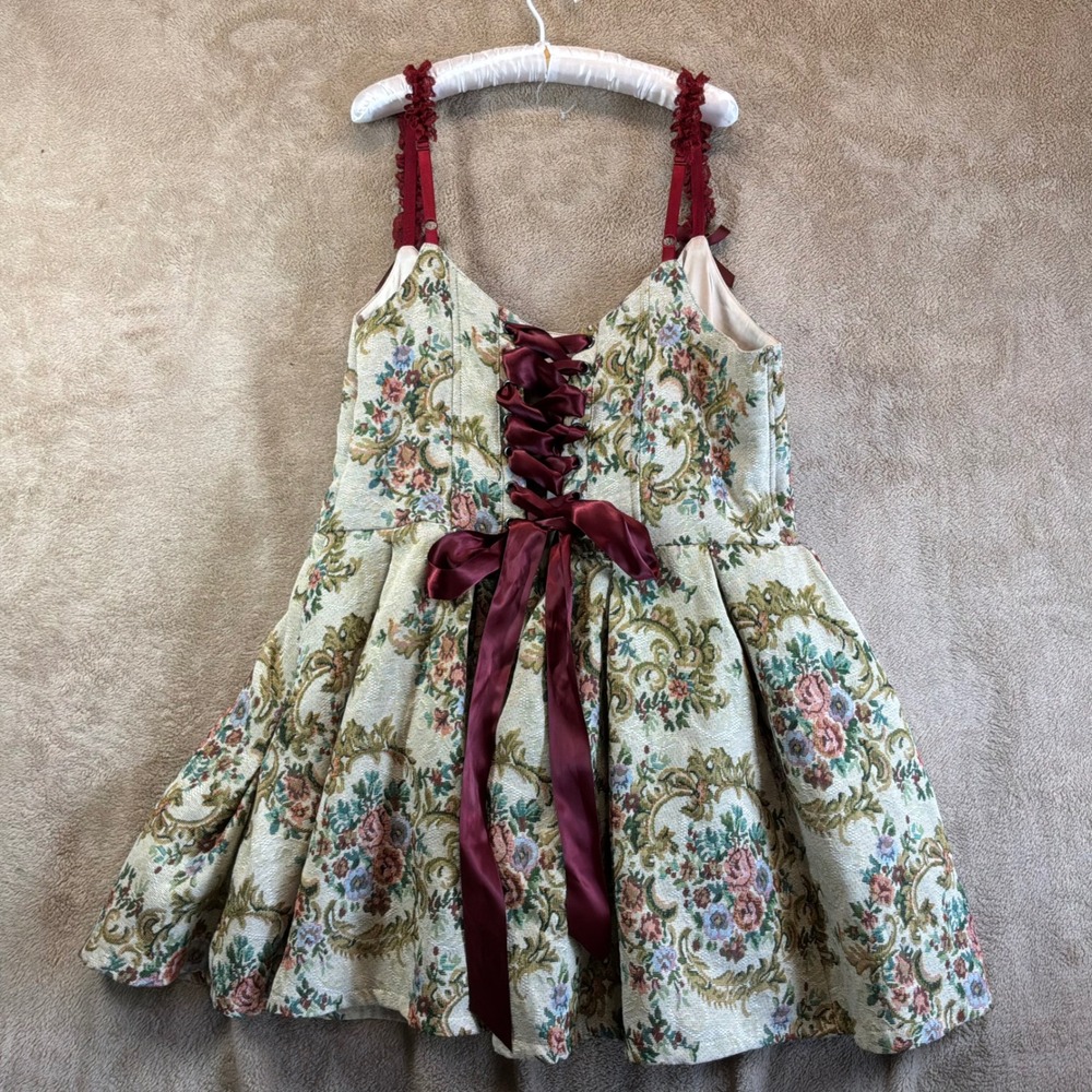 Widow Dolls Kill Tapestry Floral Corset Mini Dress 3X Gothic Cottagecore Brocade